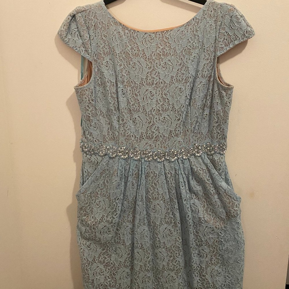 Light Blue Cocktail dress with rhinestone belt